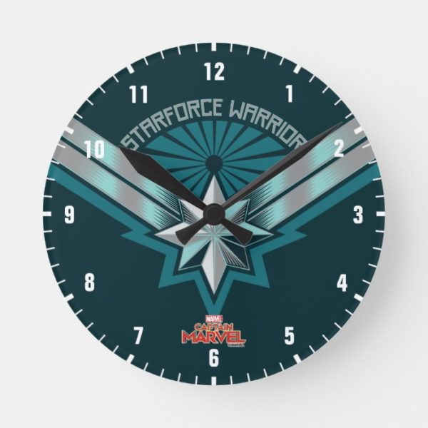 Captain Marvel | Starforce Warrior Star Embelm Round Clock