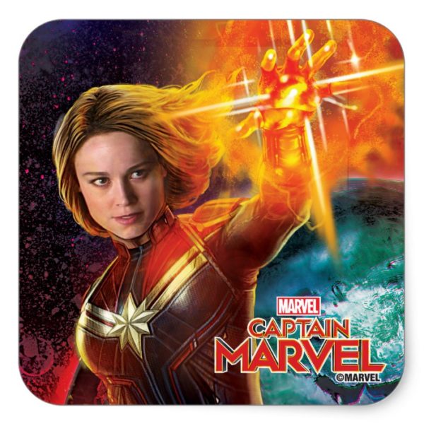 Captain Marvel | Stellar Engery Hand Raised Square Sticker