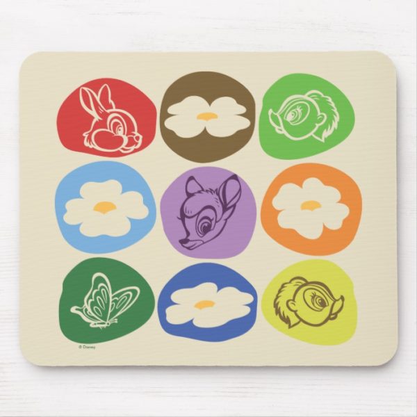 Colorful Bambi, Flower, & Thumper Mouse Pad