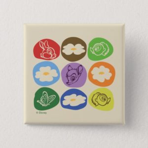 Colorful Bambi, Flower, & Thumper Pinback Button