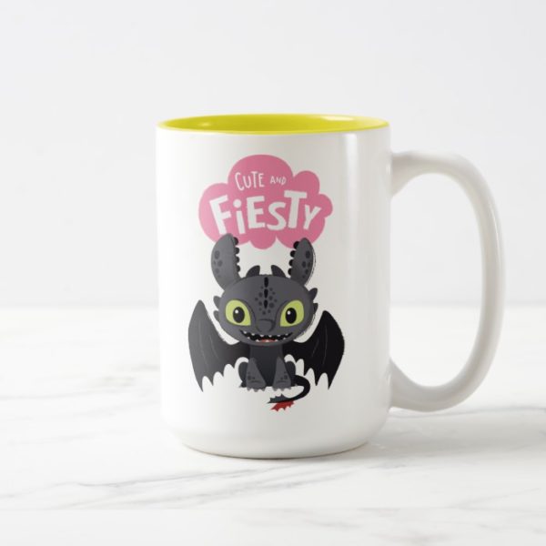 "Cute And Fiesty" Toothless Graphic Two-Tone Coffee Mug