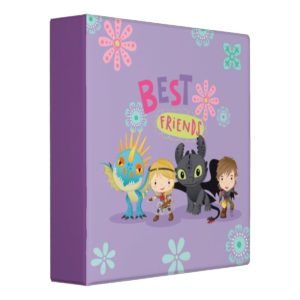 Cute "Best Friends" Hiccup & Astrid With Dragons 3 Ring Binder
