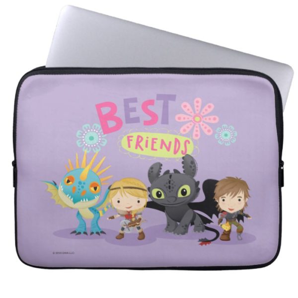 Cute "Best Friends" Hiccup & Astrid With Dragons Computer Sleeve