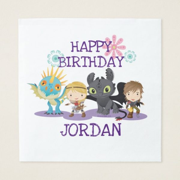 Cute "Best Friends" Hiccup & Astrid With Dragons Napkin