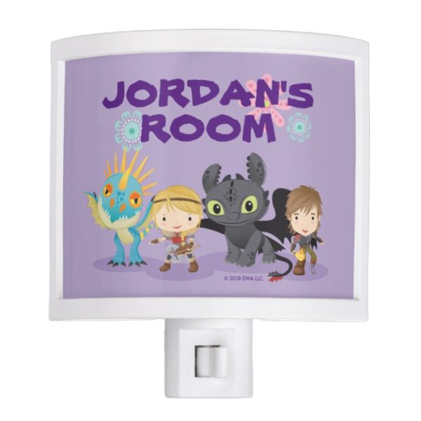 Cute "Best Friends" Hiccup & Astrid With Dragons Night Light