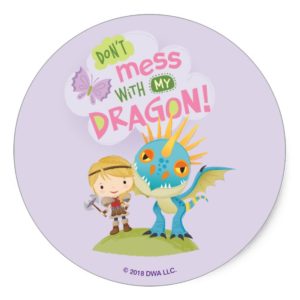 Cute "Don't Mess With My Dragon" Astrid & Stormfly Classic Round Sticker