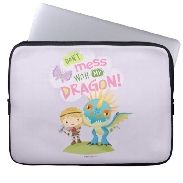 Cute "Don't Mess With My Dragon" Astrid & Stormfly Computer Sleeve