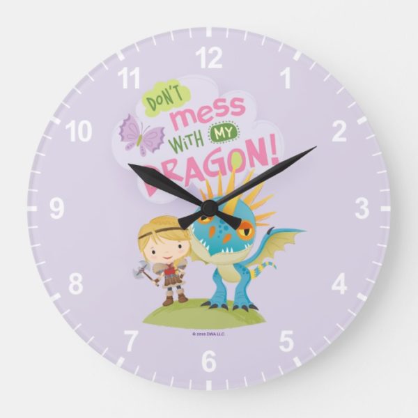 Cute "Don't Mess With My Dragon" Astrid & Stormfly Large Clock