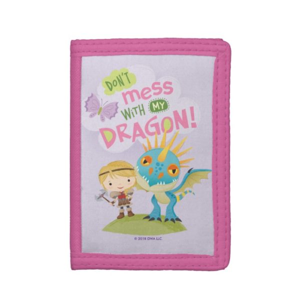 Cute "Don't Mess With My Dragon" Astrid & Stormfly Trifold Wallet