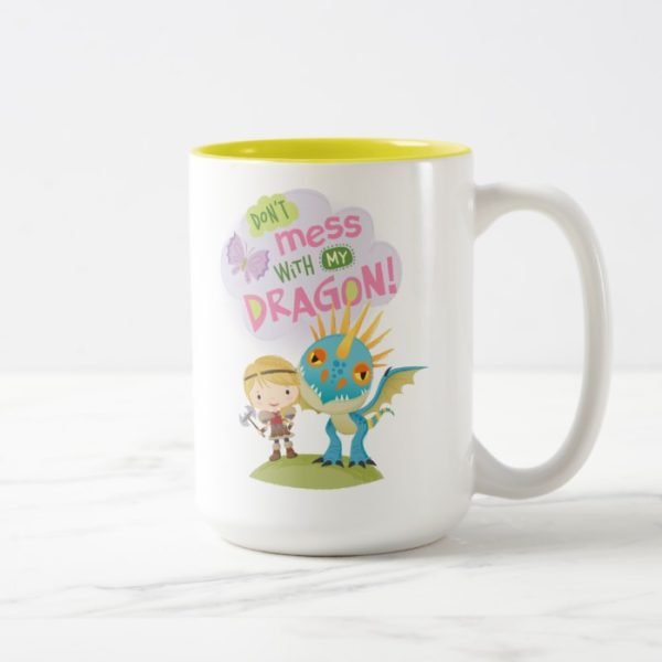 Cute "Don't Mess With My Dragon" Astrid & Stormfly Two-Tone Coffee Mug