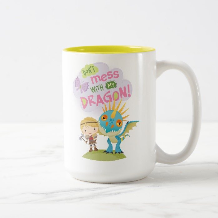 Cute "Don't Mess With My Dragon" Astrid & Stormfly Two-Tone Coffee Mug