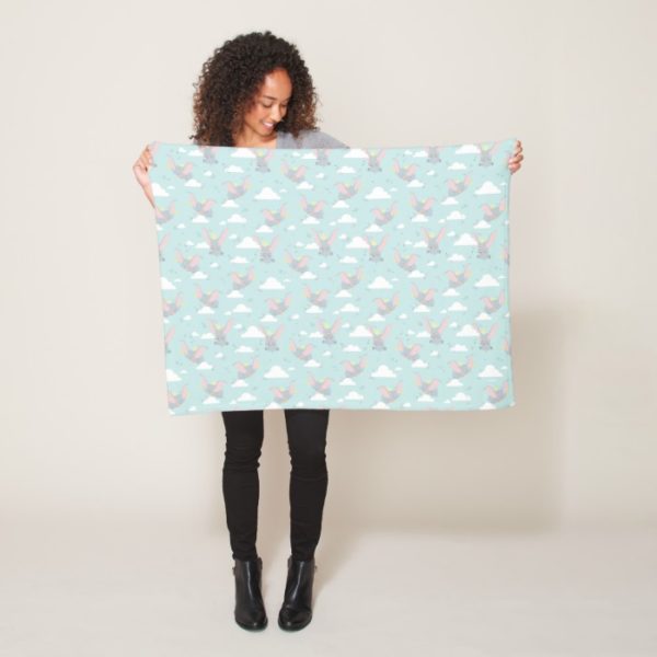 Cute Dumbo Blue Tribal Pattern Fleece Blanket