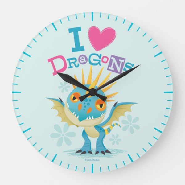 Cute "I Love Dragons" Stormfly Graphic Large Clock