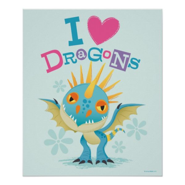 Cute "I Love Dragons" Stormfly Graphic Poster