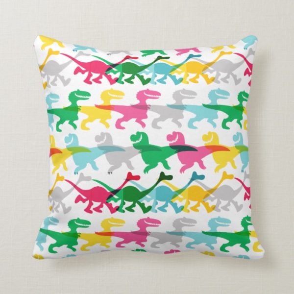 Dino Color Pattern Throw Pillow