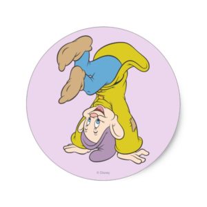 Dopey Doing a Head Stand Classic Round Sticker