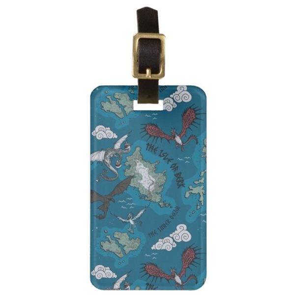 Dragons Flying Over Map Pattern Bag Tag