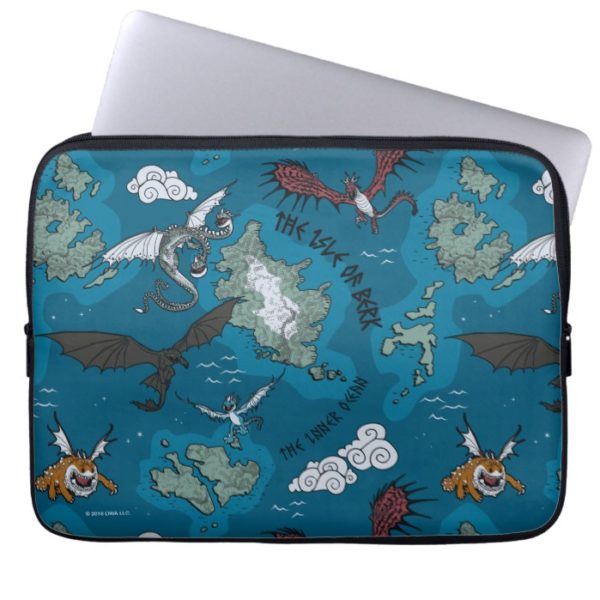 Dragons Flying Over Map Pattern Computer Sleeve