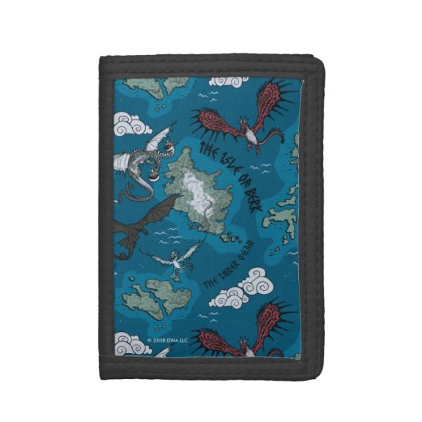 Dragons Flying Over Map Pattern Trifold Wallet