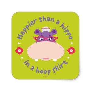 Hallie -Happier Than a Hippo in a Hoop Skirt Square Sticker