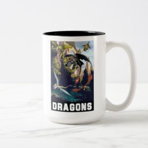 Hiccup and Dragons Flying Over Island Forest Two-Tone Coffee Mug