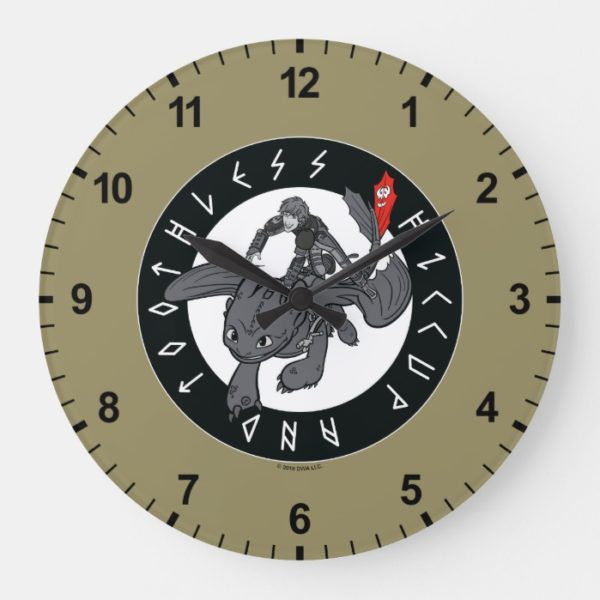 Hiccup And Toothless Runic Icon Large Clock