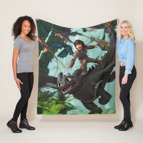 Hiccup Riding Toothless "Dragon Rider" Scene Fleece Blanket