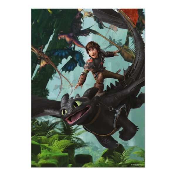 Hiccup Riding Toothless "Dragon Rider" Scene Poster