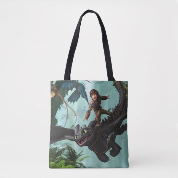 Hiccup Riding Toothless "Dragon Rider" Scene Tote Bag