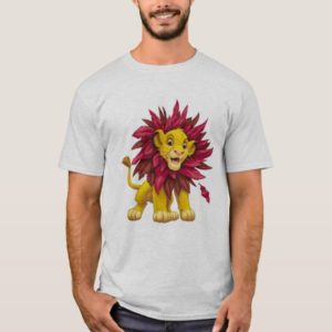 Lion King Simba cub mane of pink red leaves Disney T-Shirt