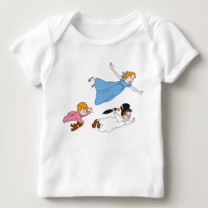 Peter Pan's Wendy, John and Michael Darling Flying Baby T-Shirt