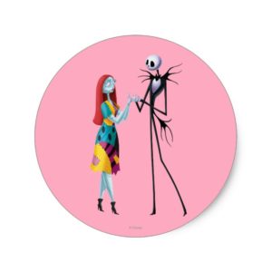 Jack and Sally Holding Hands Classic Round Sticker