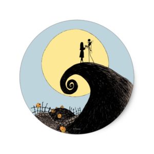 Jack and Sally | Moon Silhouette Classic Round Sticker