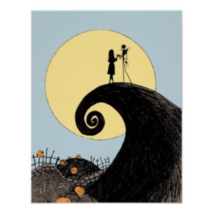 Jack and Sally | Moon Silhouette Poster