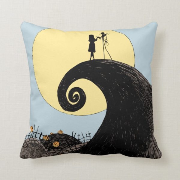 Jack and Sally | Moon Silhouette Throw Pillow