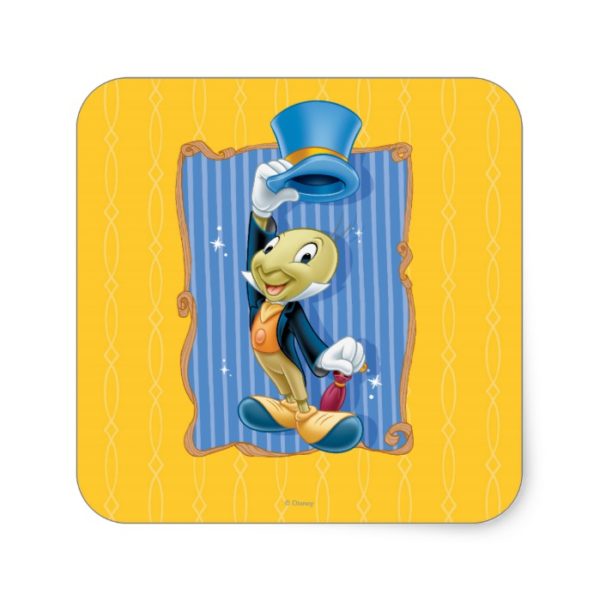 Jiminy Cricket Lifting His Hat Square Sticker