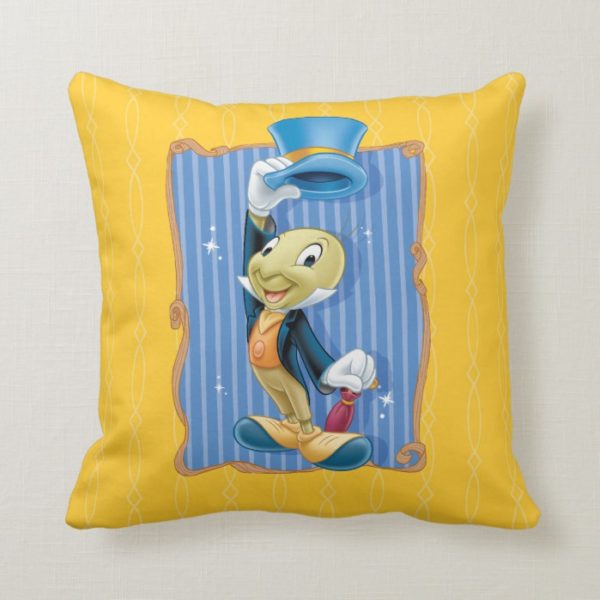 Jiminy Cricket Lifting His Hat Throw Pillow