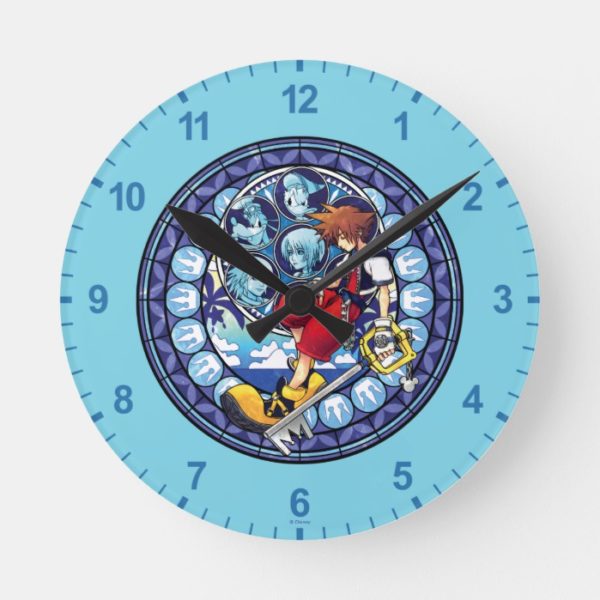Kingdom Hearts | Blue Stained Glass Key Art Round Clock