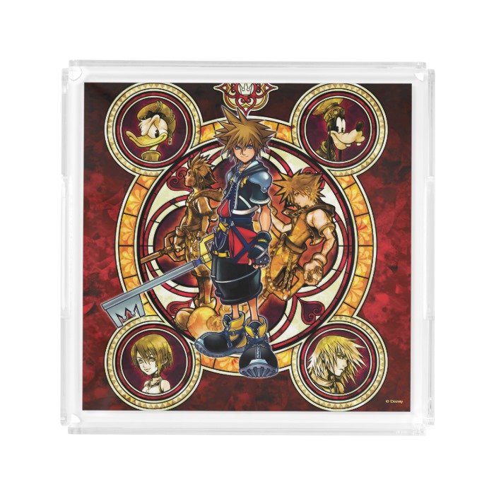 Kingdom Hearts II | Gold Stained Glass Key Art Acrylic Tray