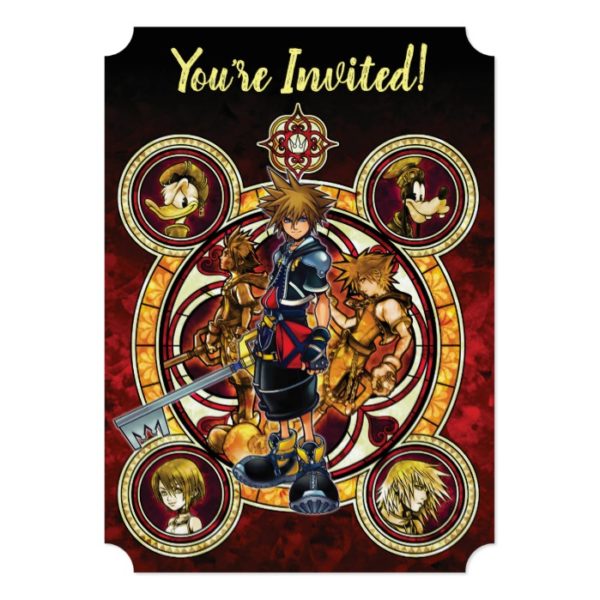 Kingdom Hearts II | Gold Stained Glass Key Art Invitation