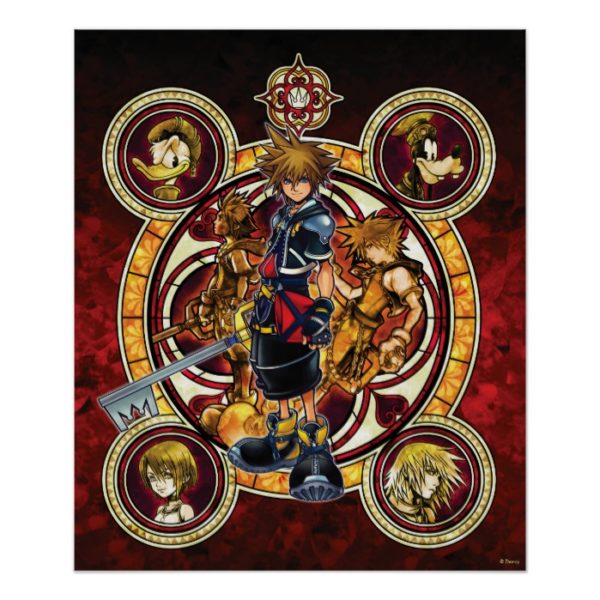 Kingdom Hearts II | Gold Stained Glass Key Art Poster