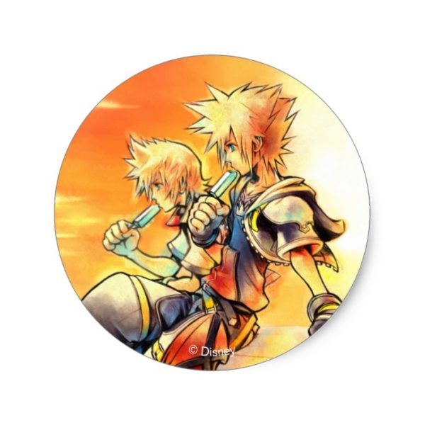 Kingdom Hearts II | Roxas & Sora Eating Ice Pops Classic Round Sticker