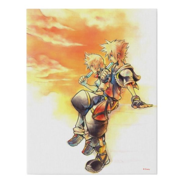 Kingdom Hearts II | Roxas & Sora Eating Ice Pops Faux Canvas Print
