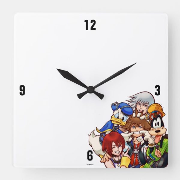 Kingdom Hearts | Main Cast Illustration Square Wall Clock
