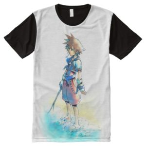 Kingdom Hearts | Sora On Beach Watercolor All-Over-Print Shirt