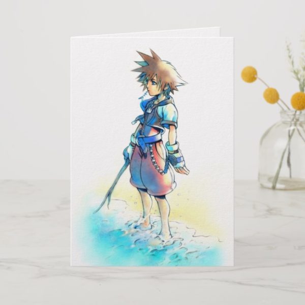 Kingdom Hearts | Sora On Beach Watercolor Card