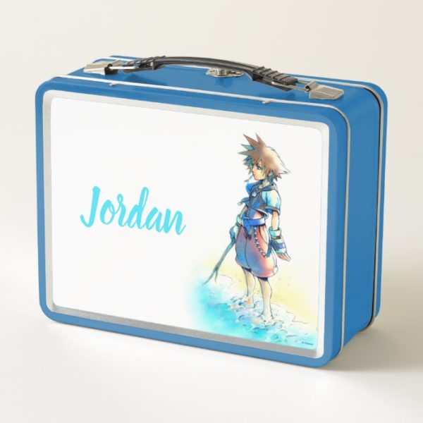 Kingdom Hearts | Sora On Beach Watercolor Metal Lunch Box