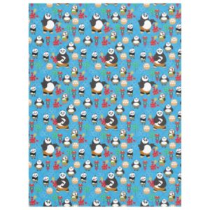 Kung Fu Pandas Blue Pattern Fleece Blanket