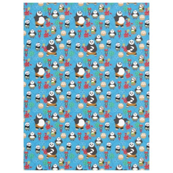 Kung Fu Pandas Blue Pattern Fleece Blanket