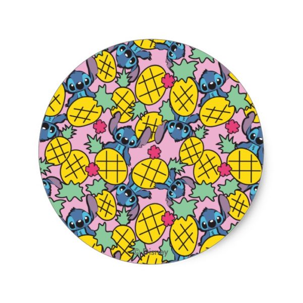 Lilo & Stitch | Pineapple Pattern Classic Round Sticker